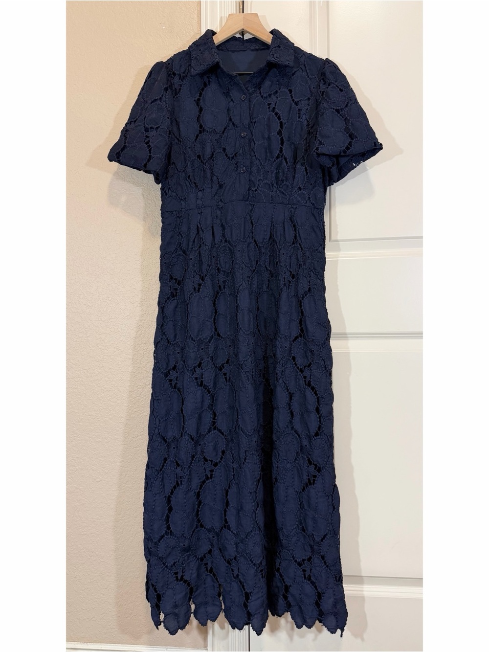 Women’s Navy Eyelet Delaney Dress Maxi - Picture 4 of 14